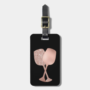 Wijn Glazen Metaalachtig Rose Goud Bagage Bagagelabel