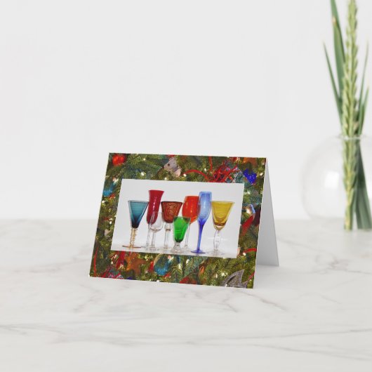 Wijn Glazen Wenskaart Feestdagen Kaart (Voorkant)