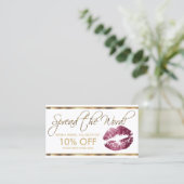 Wijn Glitter Lipstick Business Reference Aanbevelingskaartje (Staand voorkant)