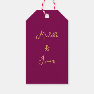 Wijn & Goud Kleuren Professioneel Trendy Modern Cadeaulabel