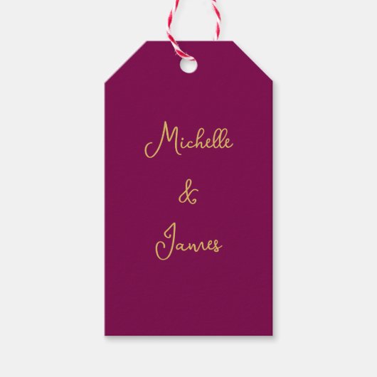 Wijn & Goud Kleuren Professioneel Trendy Modern Cadeaulabel (Voorkant)