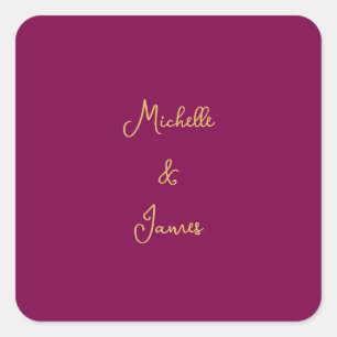 Wijn & Goud Kleuren Professioneel Trendy Modern Vierkante Sticker