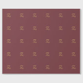 Wijn Goud Monogram Professioneel Trendy Modern Cadeaupapier (Vlak)