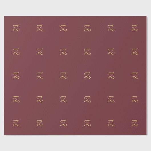 Wijn Goud Monogram Professioneel Trendy Modern Cadeaupapier (Vlak)