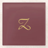 Wijn Goud Monogram Professioneel Trendy Modern Glazen Onderzetter (Voorkant)