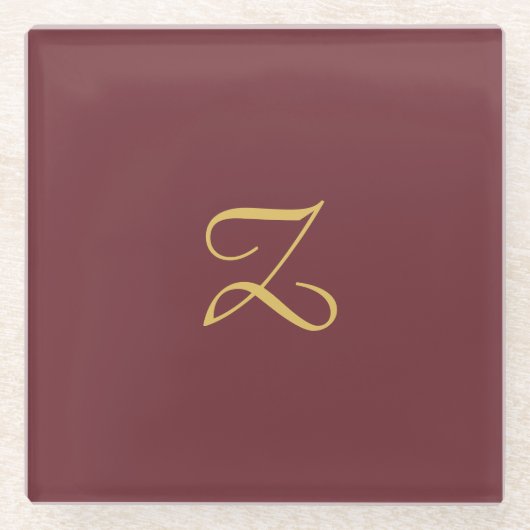 Wijn Goud Monogram Professioneel Trendy Modern Glazen Onderzetter (Voorkant)