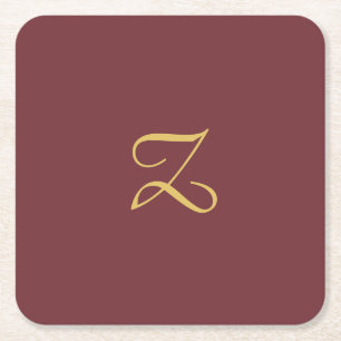 Wijn Goud Monogram Professioneel Trendy Modern Kartonnen Onderzetters