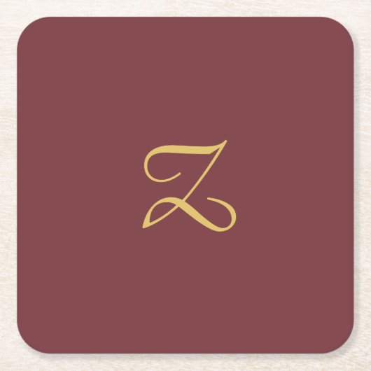 Wijn Goud Monogram Professioneel Trendy Modern Kartonnen Onderzetters (Voorkant)