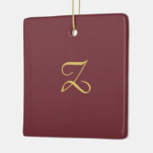 Wijn Goud Monogram Professioneel Trendy Modern Keramisch Ornament (Links)