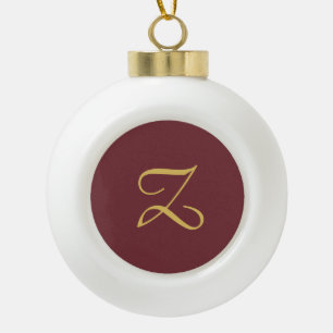 Wijn Goud Monogram Professioneel Trendy Modern Keramische Bal Ornament