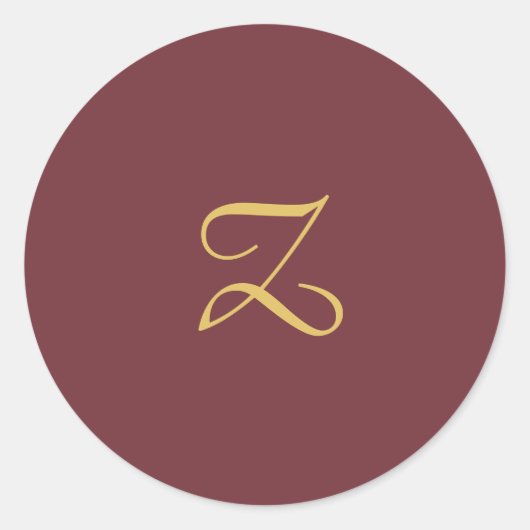 Wijn Goud Monogram Professioneel Trendy Modern Ronde Sticker (Voorkant)