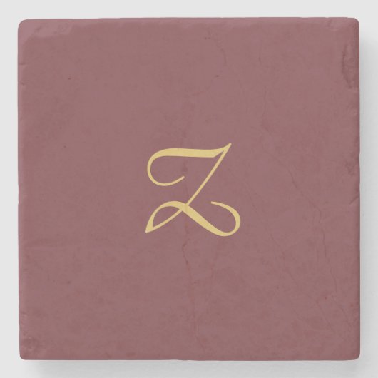 Wijn Goud Monogram Professioneel Trendy Modern Stenen Onderzetter (Voorkant)