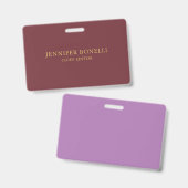 Wijn & Gouden Kleur Professioneel Trendy Modern Pl Badge (Voor- en achterkant)