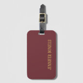 Wijn & Gouden Kleur Professioneel Trendy Modern Pl Bagagelabel (Voorkant (verticaal))