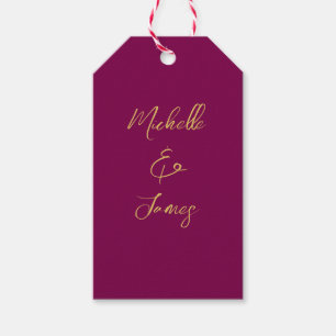 Wijn & Gouden Kleuren Professionele Trendy Modern Cadeaulabel