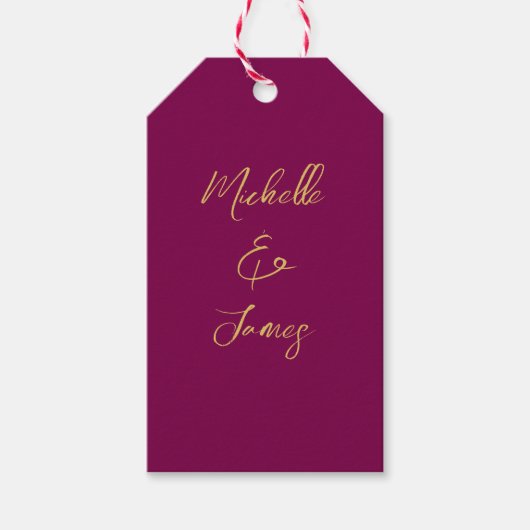 Wijn & Gouden Kleuren Professionele Trendy Modern Cadeaulabel (Voorkant)