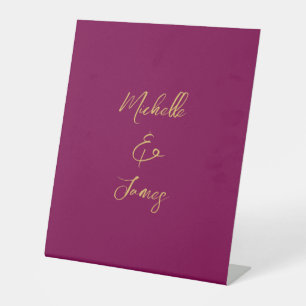 Wijn & Gouden Kleuren Professionele Trendy Modern Reclamebord Met Voetstuk