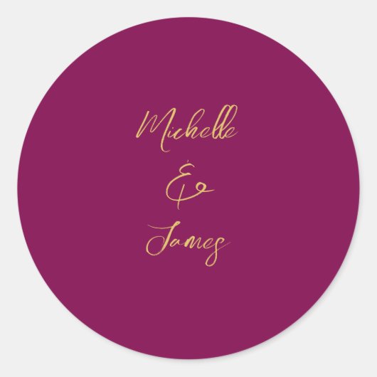 Wijn & Gouden Kleuren Professionele Trendy Modern Ronde Sticker (Voorkant)
