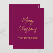 Wijn & Gouden Kleuren Vrolijk Kerstmis Briefkaart (Voorkant / Achterkant)