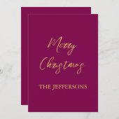 Wijn & Gouden Kleuren Vrolijk Kerstmis Feestdagenkaart (Voorkant / Achterkant)