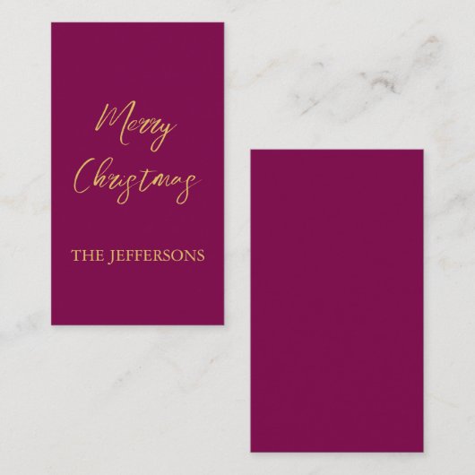 Wijn & Gouden Kleuren Vrolijk Kerstmis Informatiekaartje (Voorkant / Achterkant)