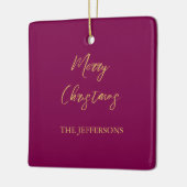 Wijn & Gouden Kleuren Vrolijk Kerstmis Keramisch Ornament (Links)