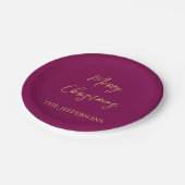 Wijn & Gouden Kleuren Vrolijk Kerstmis Papieren Bordje (Gekanteld)