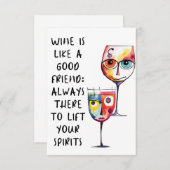 Wijn grappig citaat voor vriend bedankkaart (Voorkant / Achterkant)