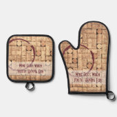 Wijn Grappig Ovenwant & Pannenlap Set (Voorkant)