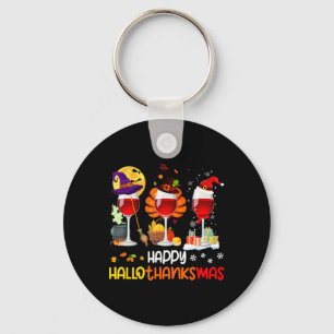 Wijn Halloween Dankdag Kerstmis Gelukkig Hallot Sleutelhanger