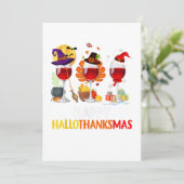 wijn halloween thanksgiving kerst gelukkig kaart (Staand voorkant)