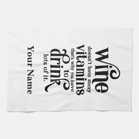 Wijn heeft niet veel vitaminen - grappige wijnoter theedoek (Horizontaal)