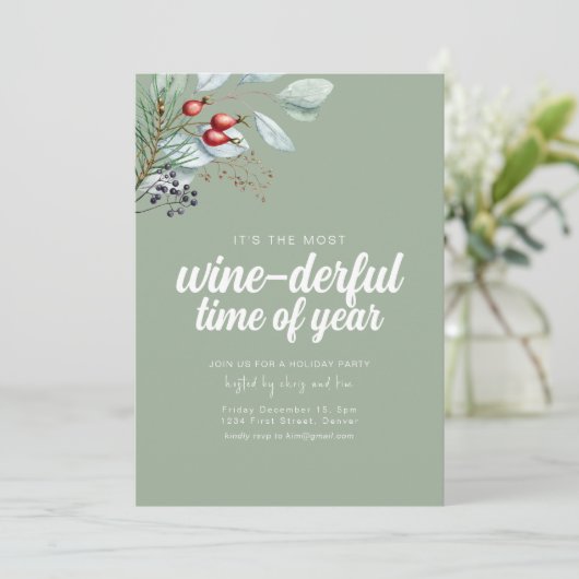 Wijn-heerlijke tijd van het jaar Vakantie Party Ui Kaart (Staand voorkant)