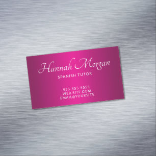 Wijn heet roze ombre elegante script magnetisch visitekaartje