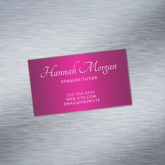 Wijn heet roze ombre elegante script magnetisch visitekaartje (Voorbeeld)