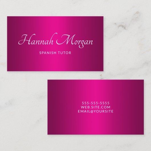 Wijn hete roze ombre elegante script visitekaartje (Voorkant / Achterkant)