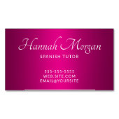 Wijn Hot Pink Ombre Elegant Script Magnetisch Visitekaartje (Voorkant)