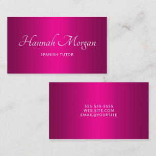 Wijn Hot Pink Ombre Elegant Script Visitekaartje