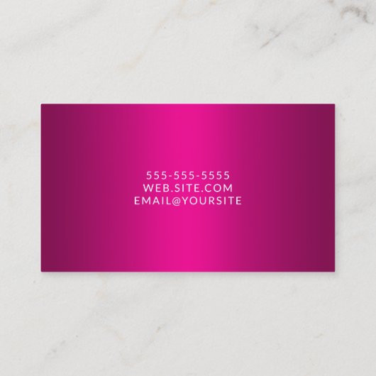 Wijn Hot Pink Ombre Elegant Script Visitekaartje (Achterkant)