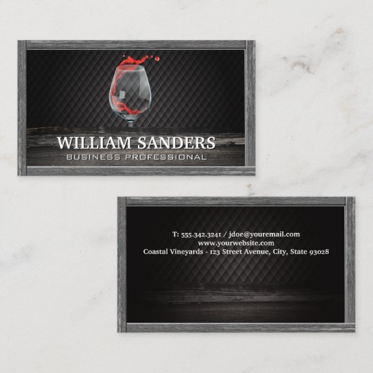 Wijn | Houten rand Visitekaartje (Voorkant / Achterkant)