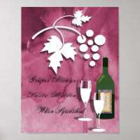 Wijn Humor Paars White Art Poster