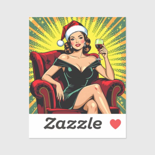 Wijn Humor Retro Pop Art Kerstmis Sticker (Vel)