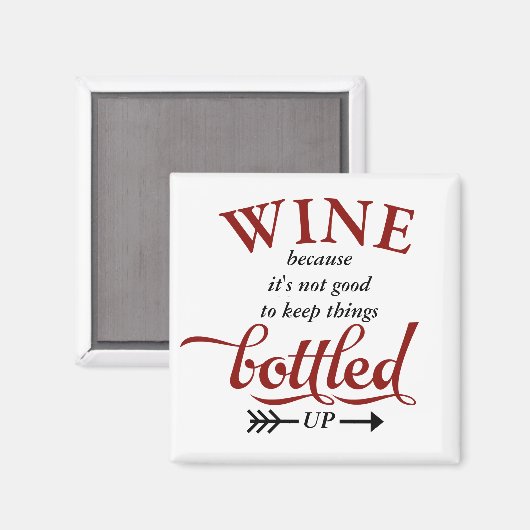 Wijn in een fles grappig magneet (Voorkant / Achterkant)