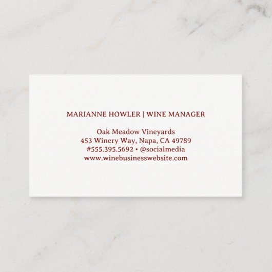 Wijn in glas gieten | Waterverf-penseel Visitekaartje (Achterkant)