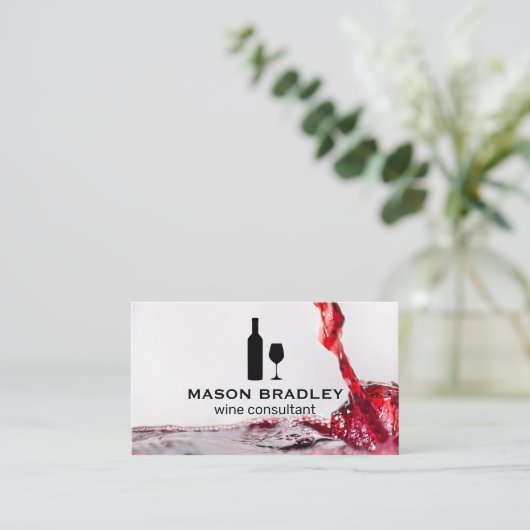 Wijn in glas visitekaartje (Staand voorkant)