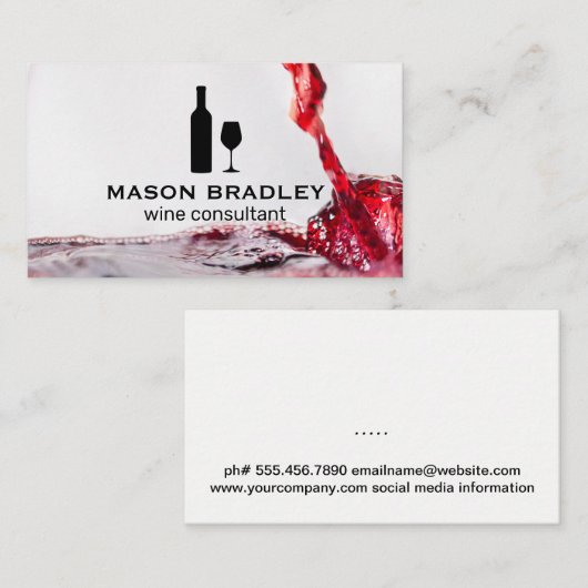 Wijn in glas visitekaartje (Voorkant / Achterkant)