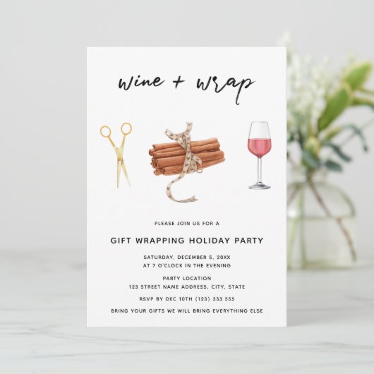 Wijn & Inpak Kerst Cadeauverpakking Feest Kaart (Staand voorkant)