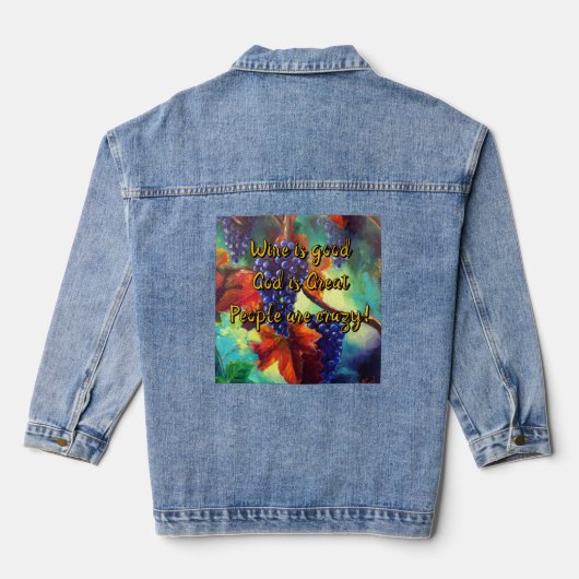 Wijn is een goede druivenplant denim jacket (Achterkant)
