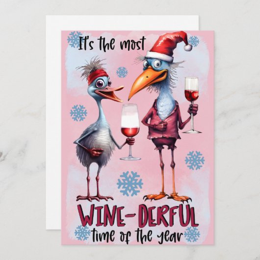 Wijn is geweldig feestdagenkaart (Voorkant / Achterkant)