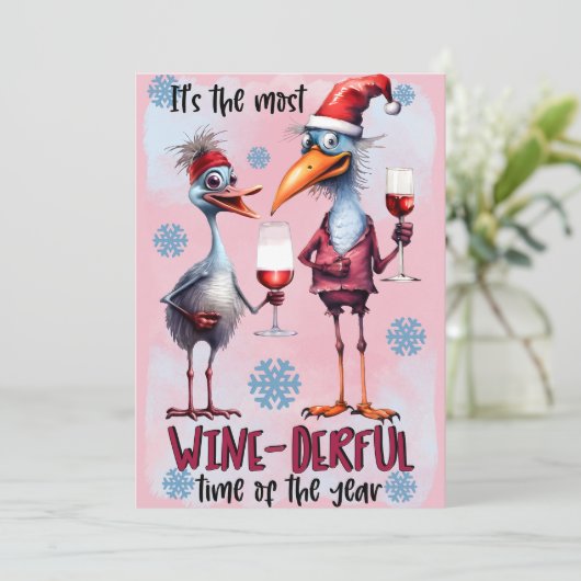Wijn is geweldig feestdagenkaart (Staand voorkant)